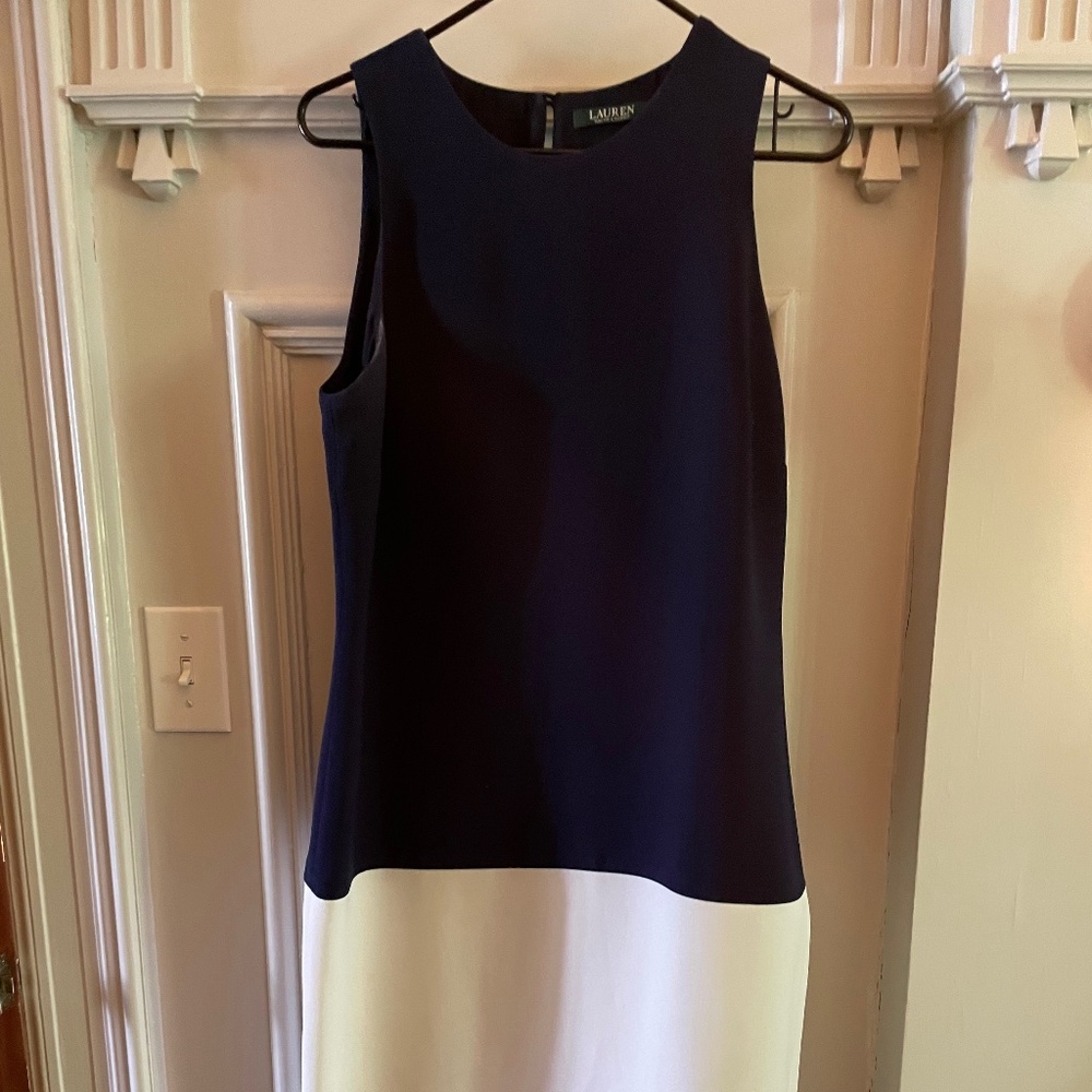 Ralph Lauren Navy/Cream Colorblock Dress Size 12